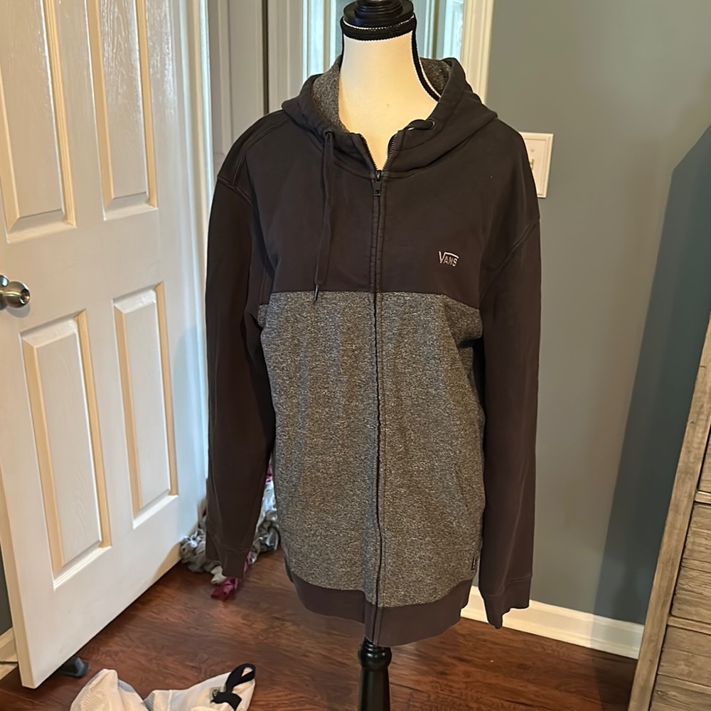 Vans Charcoal and Heather Gray Zip-Up Hoodie